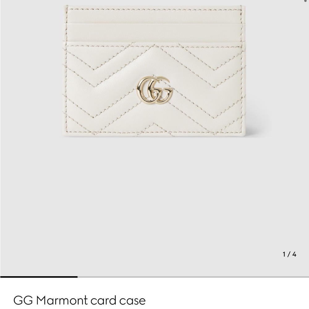 Gucci Cream Card Holder with Gold Logo
